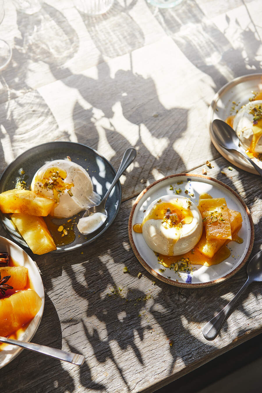 Yoghurt panna cotta with spiced pineapple