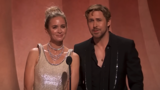 Emily Blunt and Ryan Gosling presenting at the 2024 Oscars