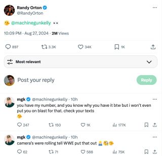 Twitter exchange between Randy Orton and MGK