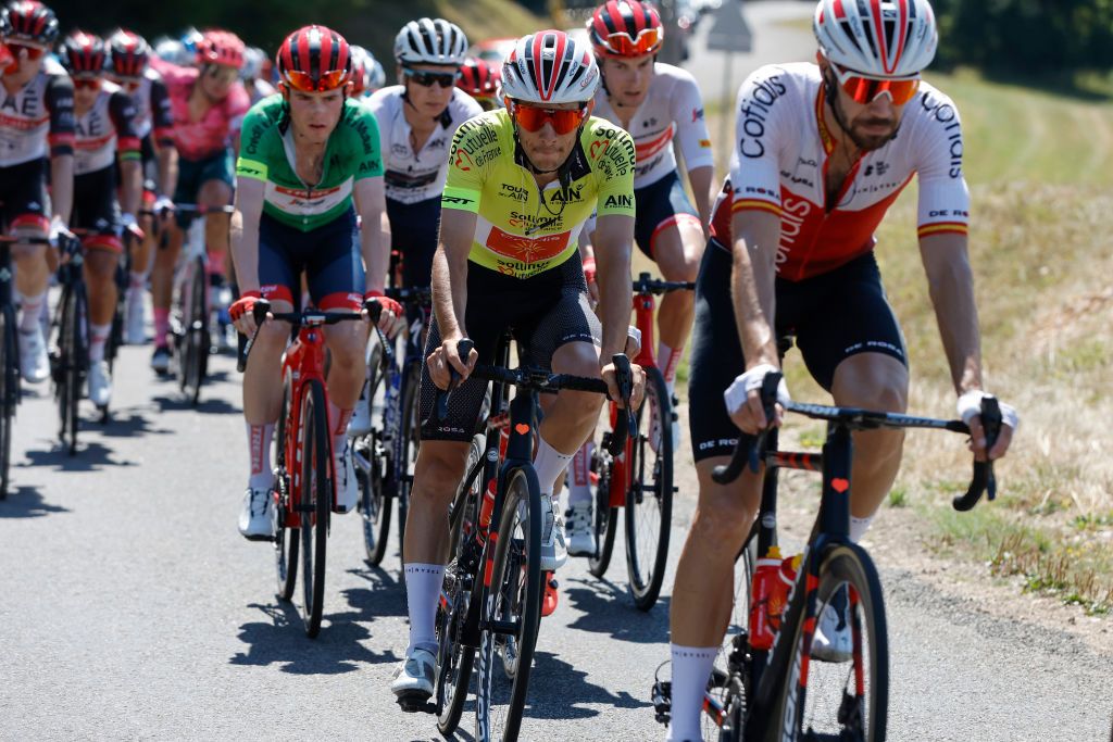 LLEX FRANCE AUGUST 11 Guillaume Martin of France and Team Cofidis Yellow Leader Jersey competes during the 34th Tour de lAin 2022 Stage 3 a 131km stage from Plateau dHauteville to Llex 904m TDA22 on August 11 2022 in Llex France Photo by Bas CzerwinskiGetty Images