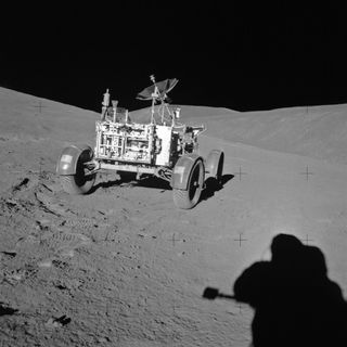 Apollo 15 astronaut Jim Irwin Photographs the Lunar Roving Vehicle