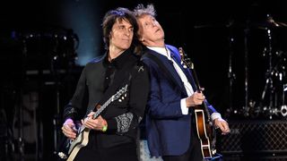 Musician Rusty Anderson (L) and Paul McCartney perform during Desert Trip at The Empire Polo Club on October 15, 2016 in Indio, California