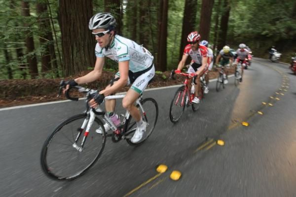 Eric Boily (SpiderTech) leads the front group on one of the early climbs.