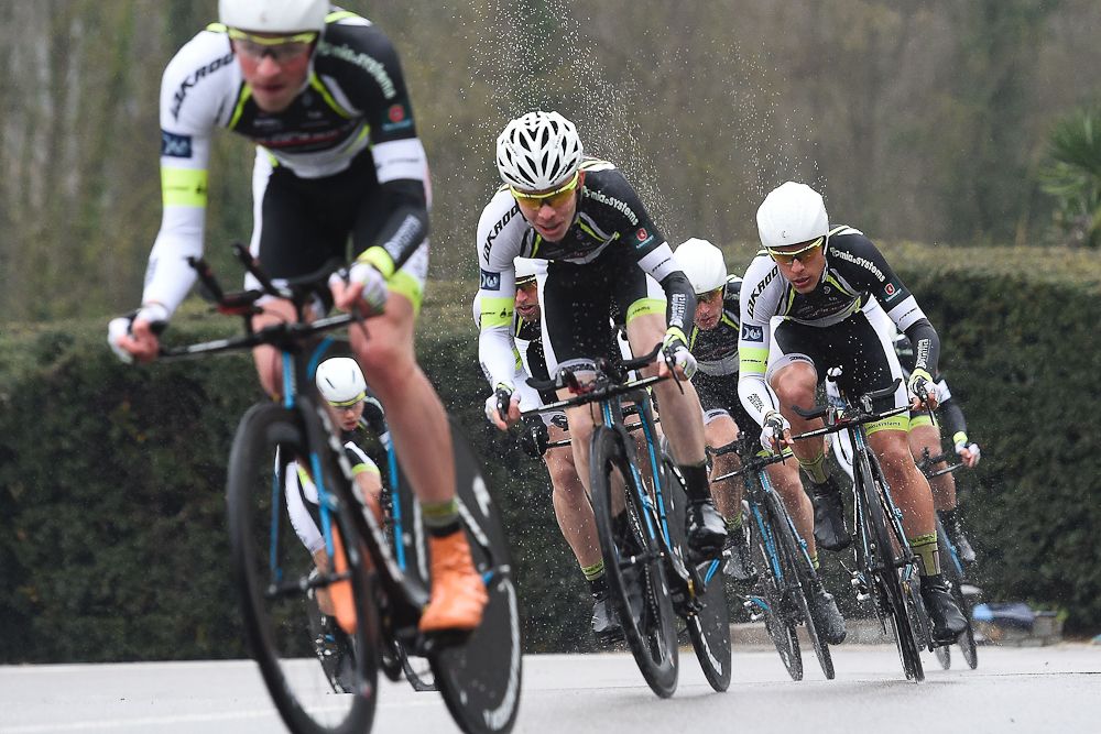 Team Euskadi Basque Country Murias ride during the Team Time Trial on day one of the tour of 'La Mediterraneenne'