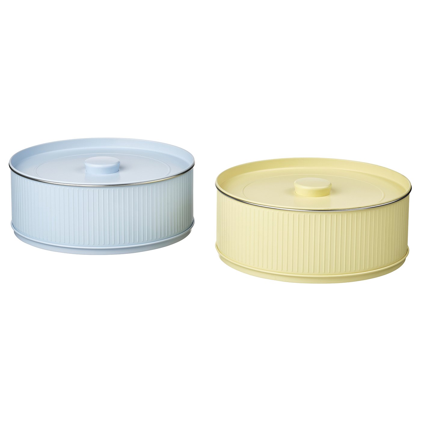 Betthaj Tin With Lid - for Cookies/pale Yellow Pale Blue 2.6 Qt