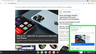 How to screenshot on Chromebook — pop-up window
