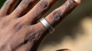 The Amazfit Helio Ring on a finger