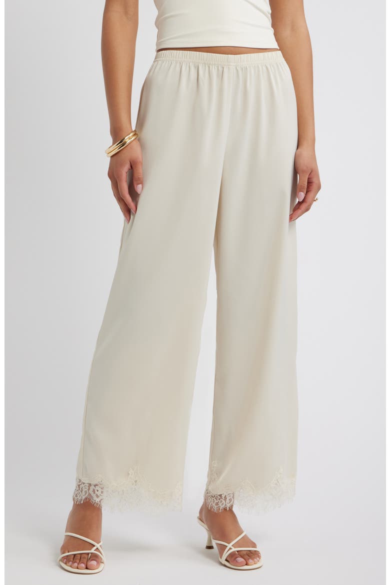 Lace Trim Satin Pants