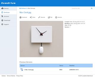 A demonstration of Livedrive's web interface with image previewing