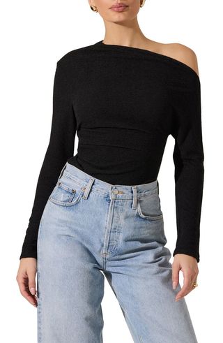 One Shoulder Textured Top