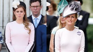 Princess Beatrice and Sophie Wessex wearing the same pink dress