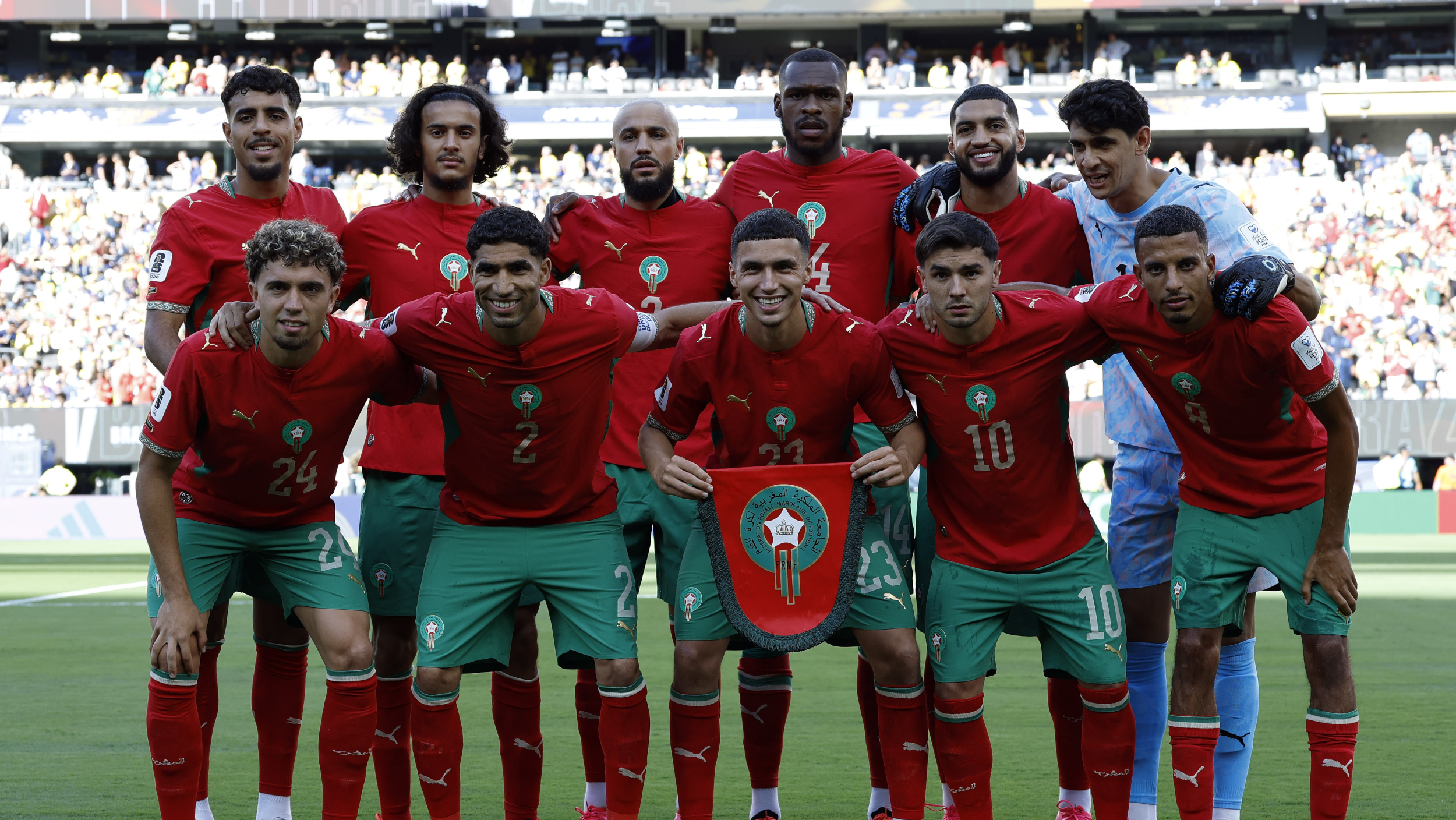 The Morocco squad prepare to face Brazil at the World Cup 2026