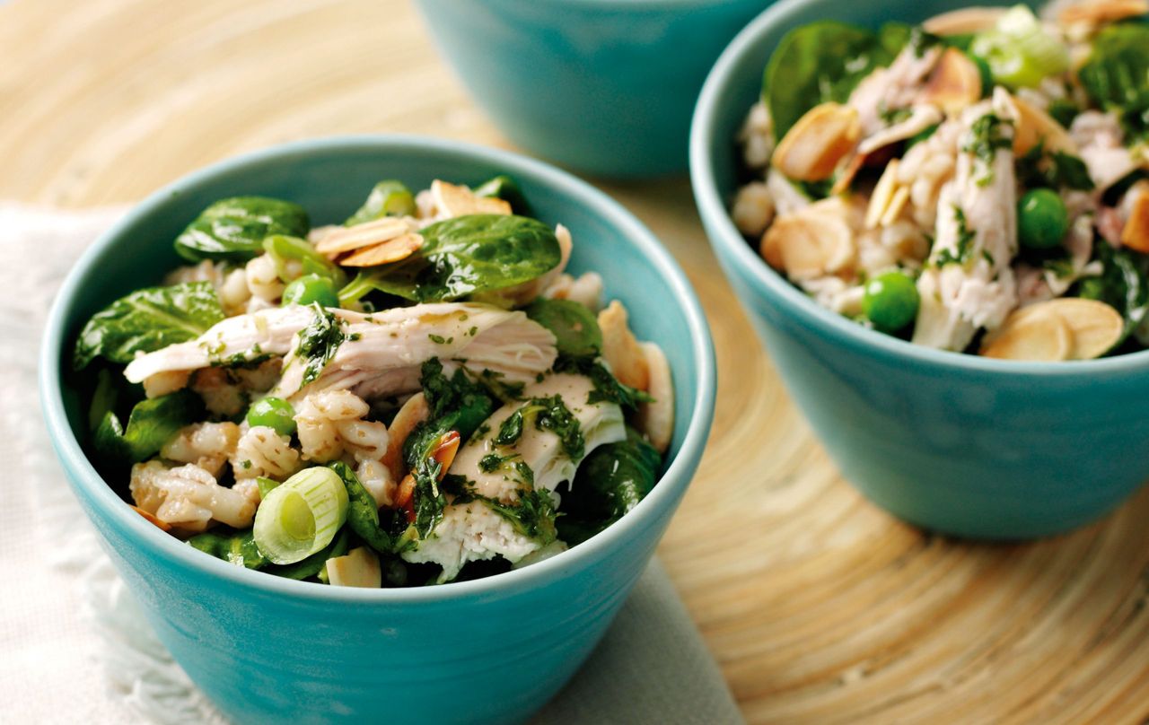 Warm chicken and barley salad