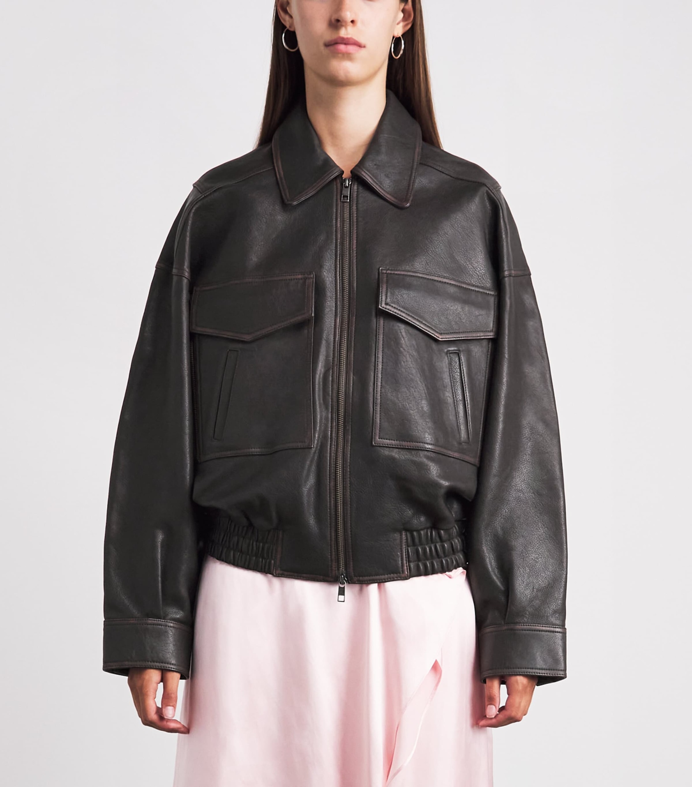 Staud Eugene Distressed Leather Jacket