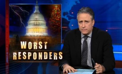 "This is an outrageous abdication of our responsibility to those who were most heroic on 9/11," said Jon Stewart in regard to the media's silence on the health care bill debate.