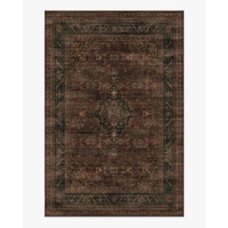 brown rug with vintage pattern