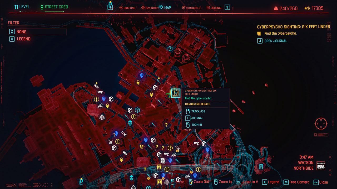 Cyberpunk 2077 Cyberpsycho Sightings locations