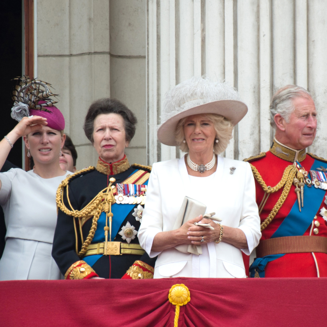 Zara Tindall, Princess Anne, Queen Camilla, King Charles on the balcony at Buckingham Palace