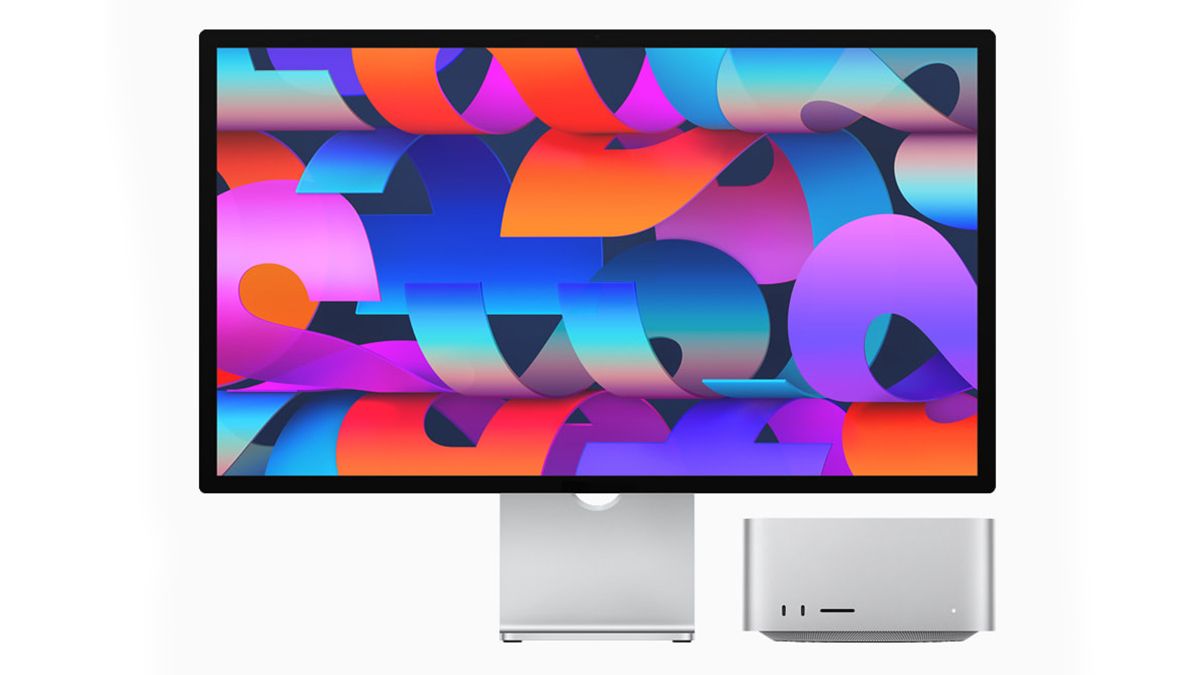 The Mac Studio and Studio Display sit next to each other