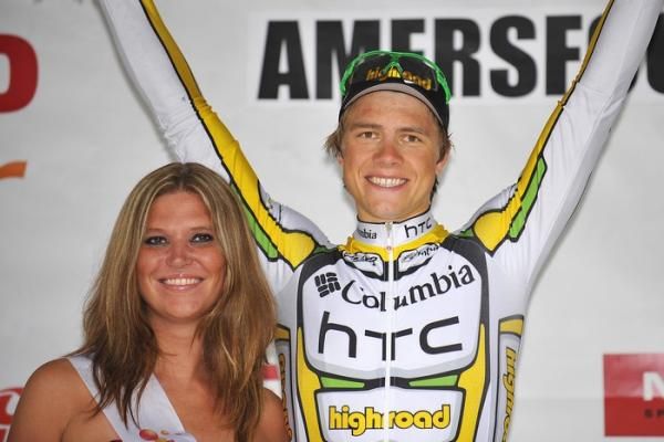 Norway's Edvald Boasson Hagen (Team Columbia-HTC) celebrates his second stage win at the Eneco Tour.