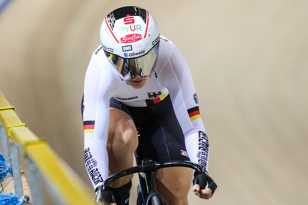 Germany's Kristina Vogel takes part in a qualifying round for the women's sprint