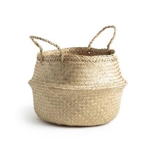 Woven basket with handles