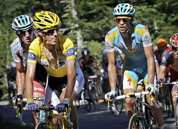 Andy Schleck (Team Saxo Bank) and Alberto Contador (Astana)