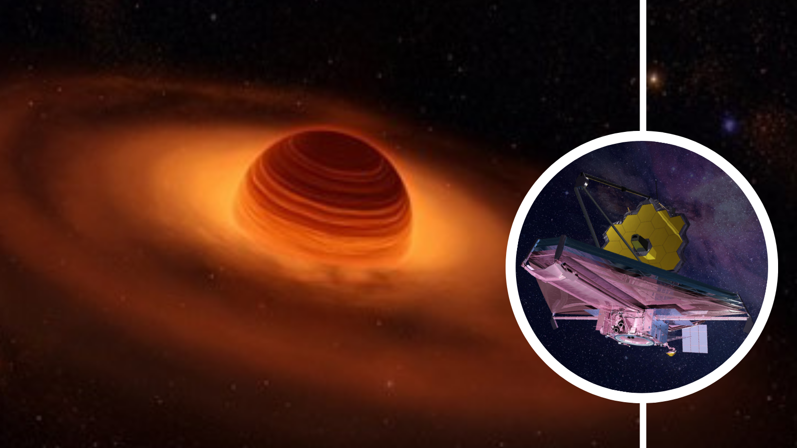 An illustration of a planetary system developing around a free floating rogue planet