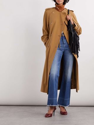 Double-Breasted Belted Cotton-Gabardine Trench Coat