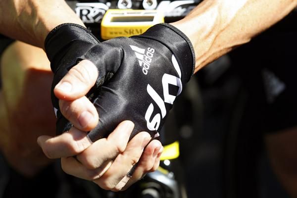 Bradley Wiggins (Sky) awaits the start of stage 16 in Pau.