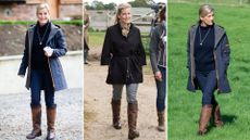 Composite of pictures of Duchess Sophie wearing Dubarry country boots in 2020, 2015, and at the same engagement in 2020