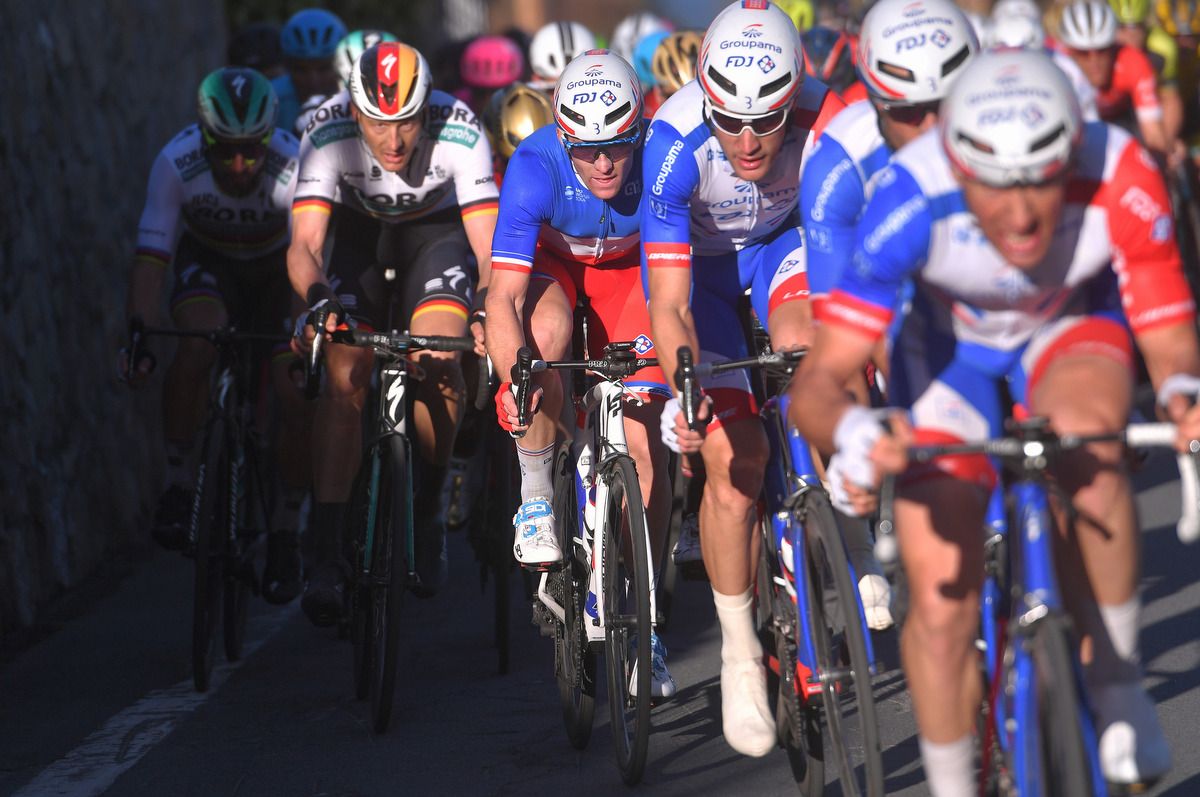 Arnaud Demare tucked in behind his Groupama-FDJ teamates