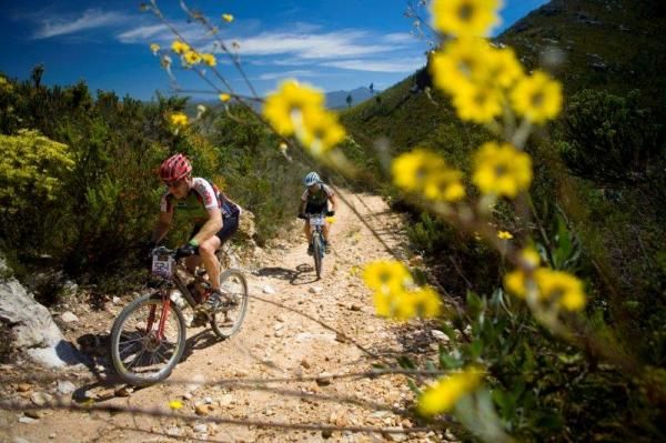 Riders on a wide track at the Cape Pioneer Trek