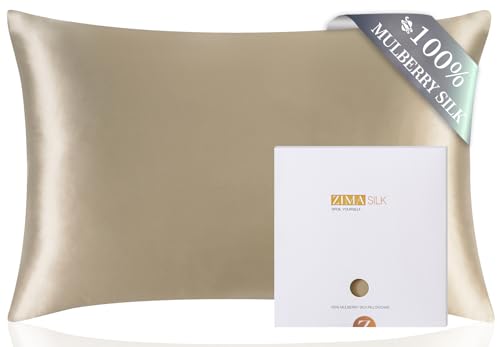 Zimasilk 100% Pure Mulberry Silk Pillowcase for Hair and Skin Health, Soft and Smooth, Both Sides Premium Grade 6a Silk, 600 Thread Count, With Hidden Zipper, 1pc (queen 20&#039;&#039;x30&#039;&#039;, Taupe)