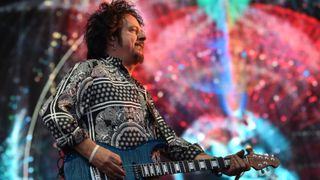 Steve Lukather of Toto performs at the Downtown Stage during the 2019 Life is Beautiful Music & Art Festival on September 22, 2019 in Las Vegas, Nevada.