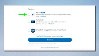 Screenshot showing the steps for PayPal Pay in 4