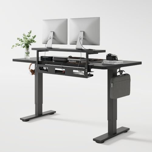 Standing Desk With Monitor Riser & Cable Management