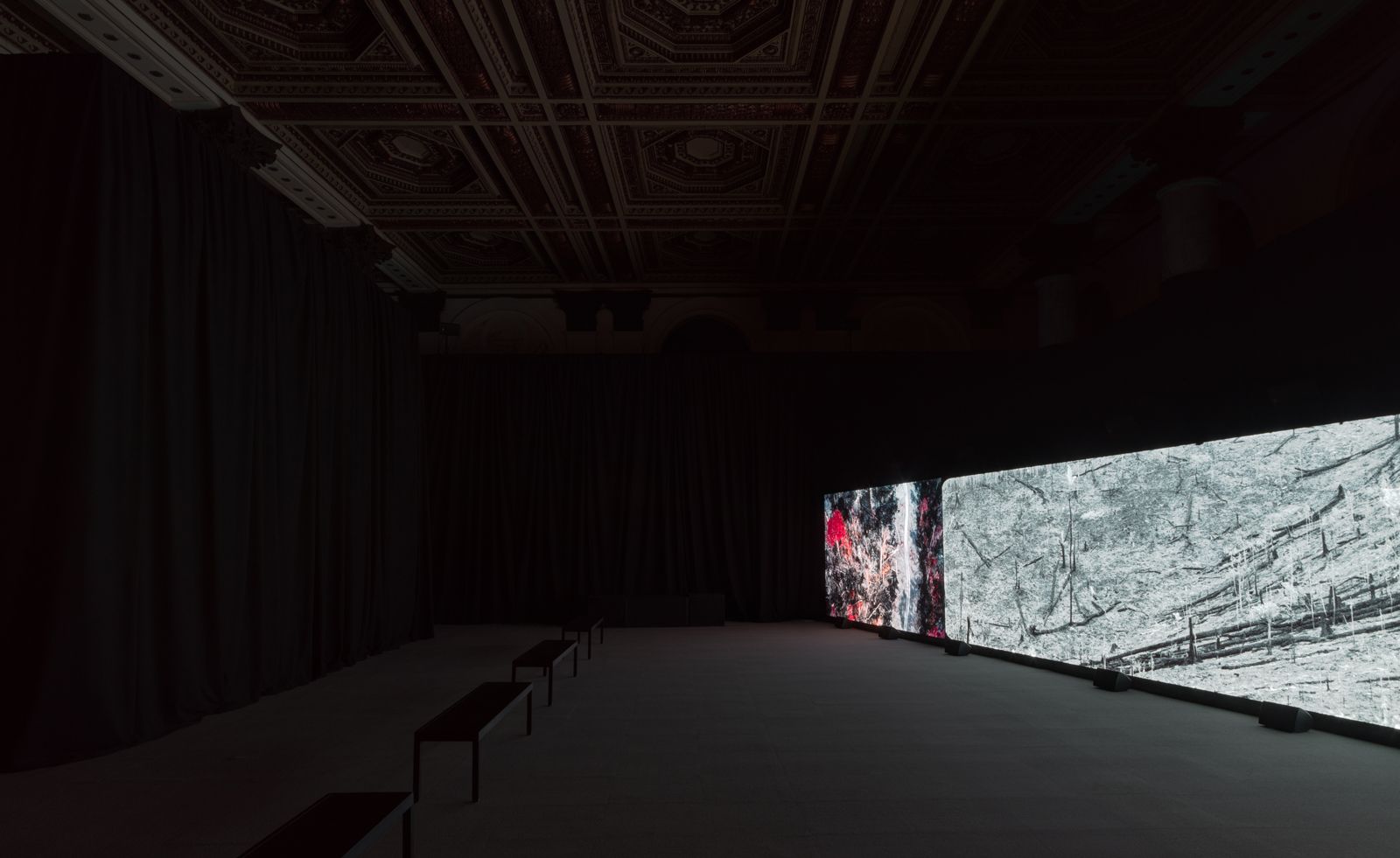 Film installation in dark gallery at Jack Shainman