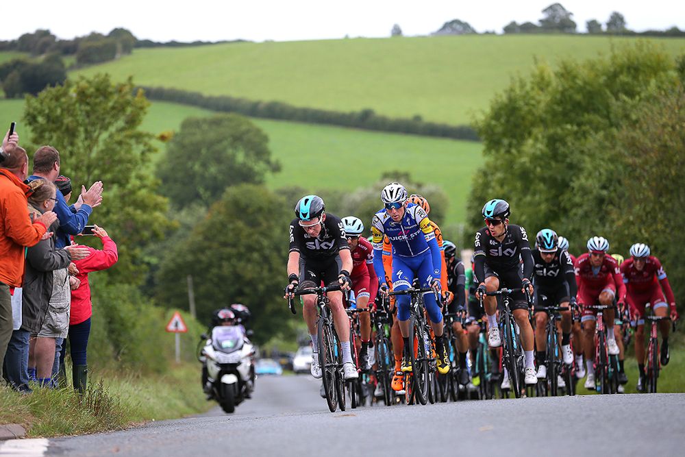 Team Sky at the head of affairs during stage 8 at the Tour of Britain