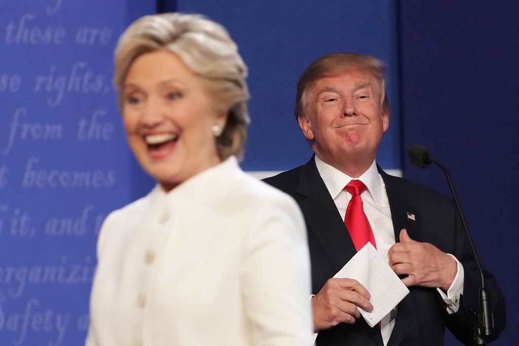 Hillary Clinton and Donald Trump after the third presidential debate on Oct. 19, 2016.