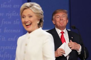 Hillary Clinton and Donald Trump after the third presidential debate on Oct. 19, 2016.