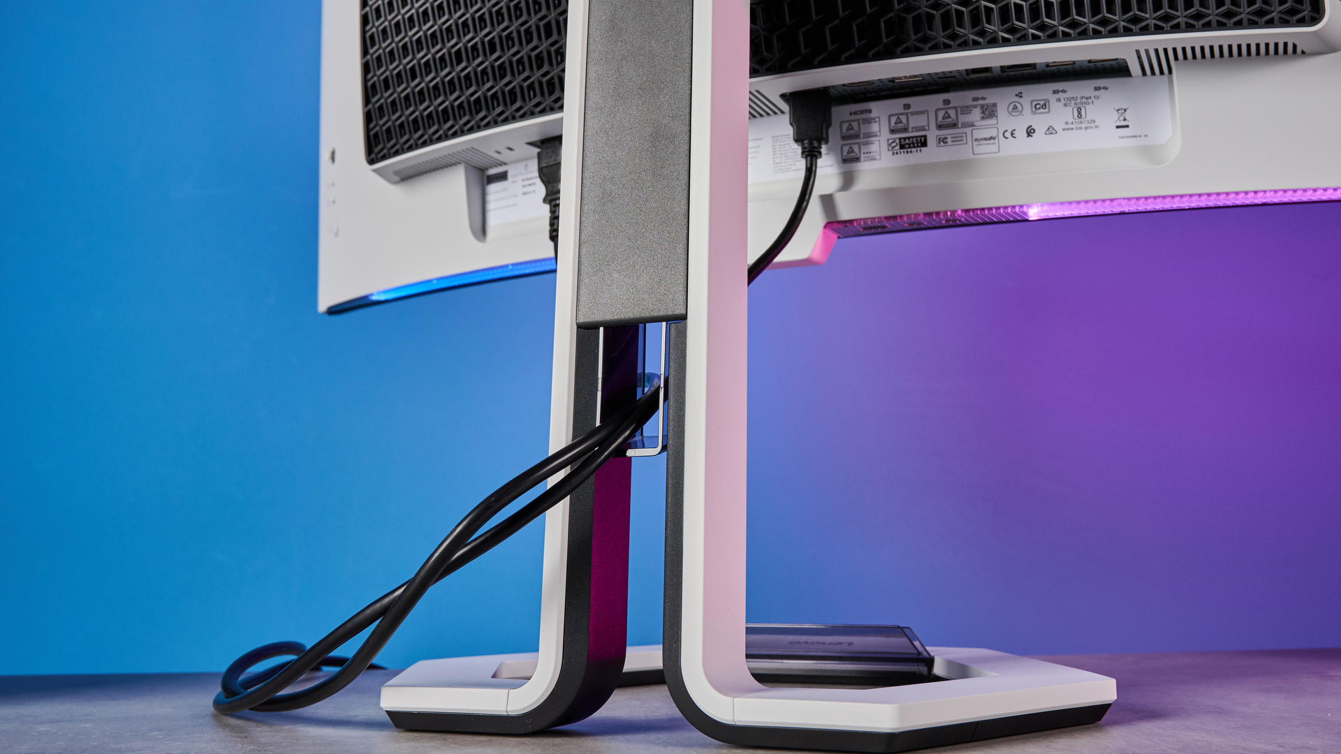 The Lenovo Legion Pro 34WD-10 gaming monitor rear showing the ports