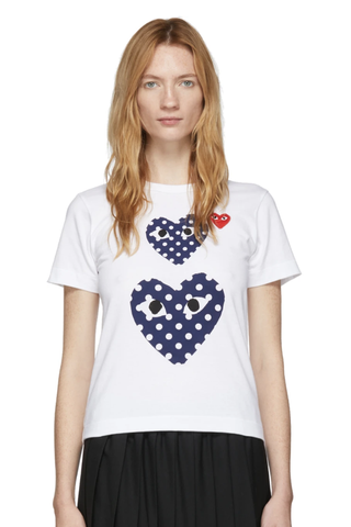 White Polka Dot Double Heart T-Shirt