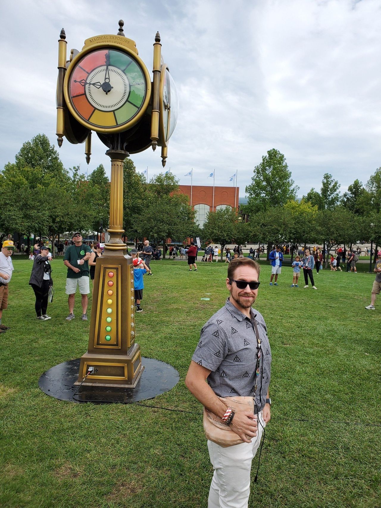 HPWU Fan Festival Russell Holly in front of the Threat Clock