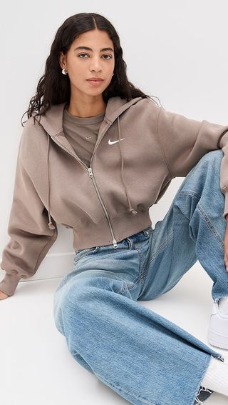 Nike Sportswear Phoenix Fleece Loose Cropped Full-Zip Hoodie