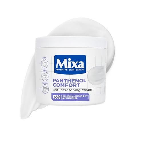 Mixa Cream, Panthenol Comfort Restoring Cream, Soothing Body Moisturiser for Eczema Prone Skin, With 13% Glycerin, Omegas 6&amp;amp;9 &amp;amp; Panthenol, Fragrance-Free, 400ml