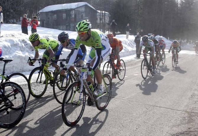 Ivan Basso (Cannondale) digs in on the final climb.