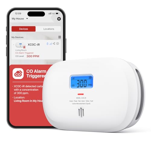 X-Sense Wi-Fi Carbon Monoxide Alarm With App Functions, Xc0c-Ir, 1 Pack