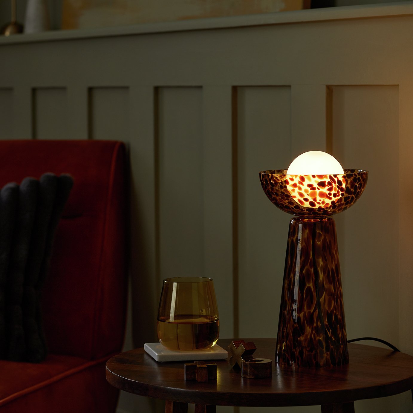 Habitat Glass Tortoise Shell Table Lamp - Brown