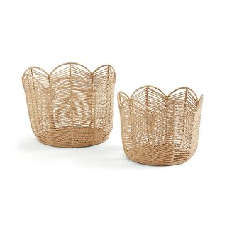 Dunelm Set of 2 Scalloped Paper Rope Baskets